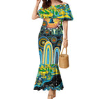 Personalised NAIDOC Week 2025 Titans Rugby Mermaid Dress Aboriginal Dot Painting