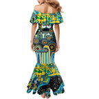 Personalised NAIDOC Week 2025 Titans Rugby Mermaid Dress Aboriginal Dot Painting