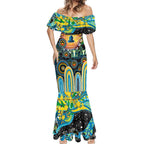 Personalised NAIDOC Week 2025 Titans Rugby Mermaid Dress Aboriginal Dot Painting