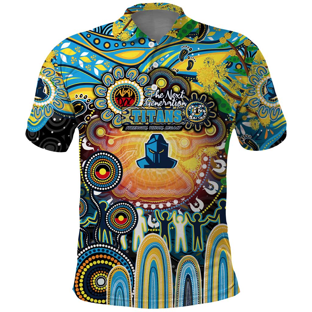Personalised NAIDOC Week 2025 Titans Rugby Polo Shirt Aboriginal Dot Painting