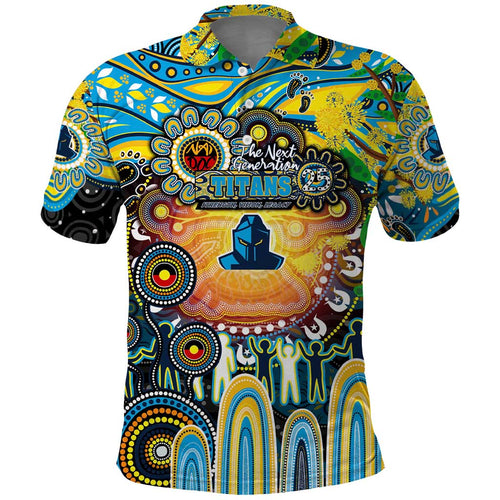 Personalised NAIDOC Week 2025 Titans Rugby Polo Shirt Aboriginal Dot Painting