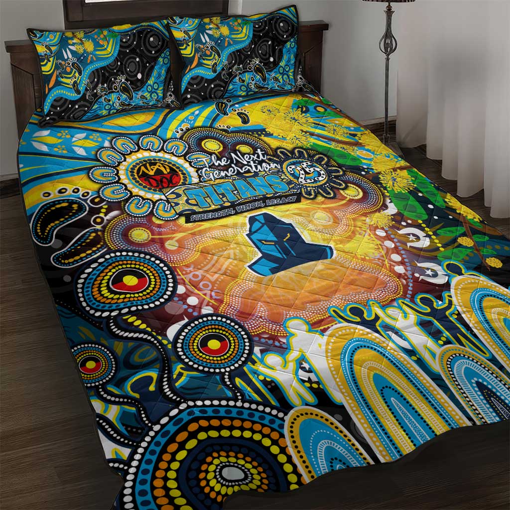NAIDOC Week 2025 Titans Rugby Quilt Bed Set Aboriginal Dot Painting