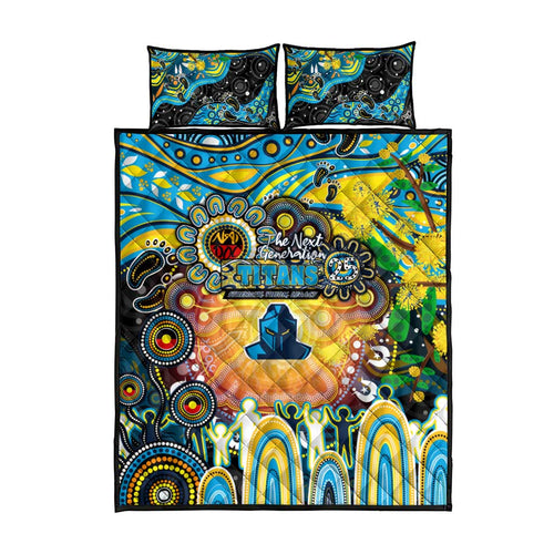 NAIDOC Week 2025 Titans Rugby Quilt Bed Set Aboriginal Dot Painting