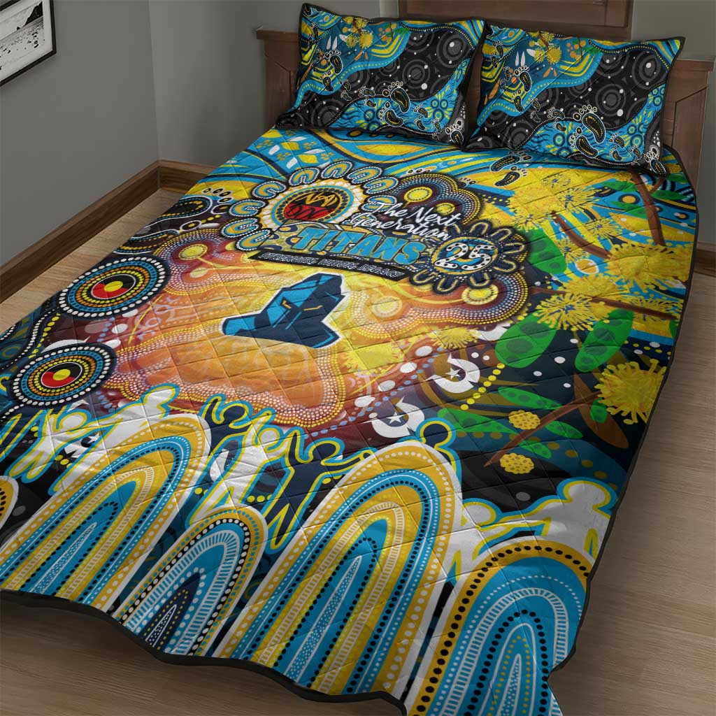 NAIDOC Week 2025 Titans Rugby Quilt Bed Set Aboriginal Dot Painting