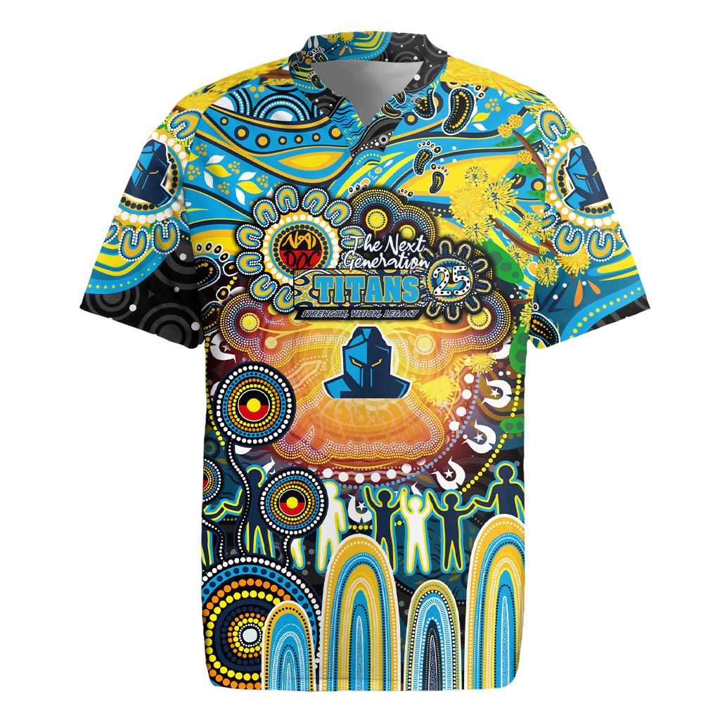 Personalised NAIDOC Week 2025 Titans Rugby Rugby Jersey Aboriginal Dot Painting