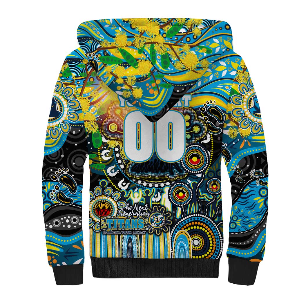 Personalised NAIDOC Week 2025 Titans Rugby Sherpa Hoodie Aboriginal Dot Painting