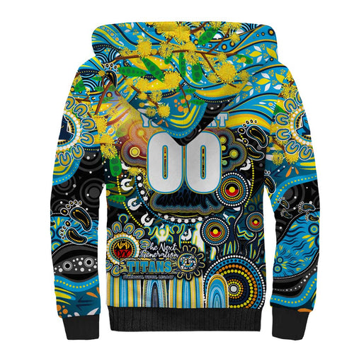 Personalised NAIDOC Week 2025 Titans Rugby Sherpa Hoodie Aboriginal Dot Painting