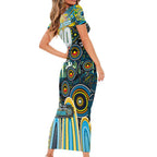 Personalised NAIDOC Week 2025 Titans Rugby Short Sleeve Bodycon Dress Aboriginal Dot Painting