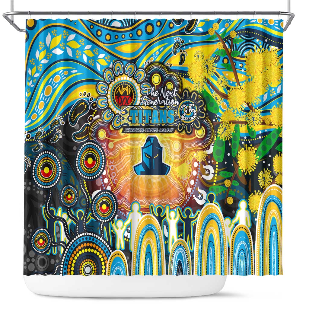 NAIDOC Week 2025 Titans Rugby Shower Curtain Aboriginal Dot Painting