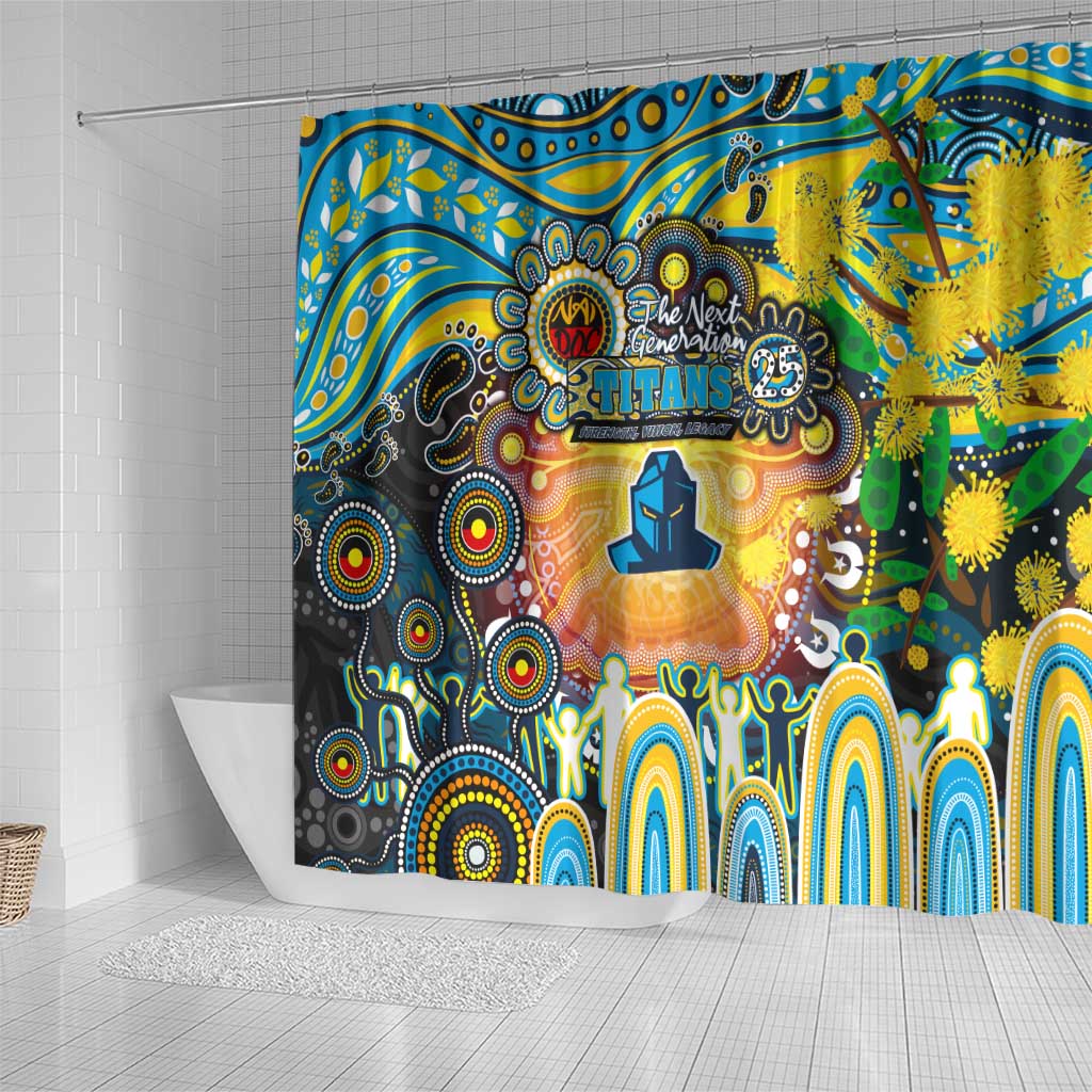 NAIDOC Week 2025 Titans Rugby Shower Curtain Aboriginal Dot Painting