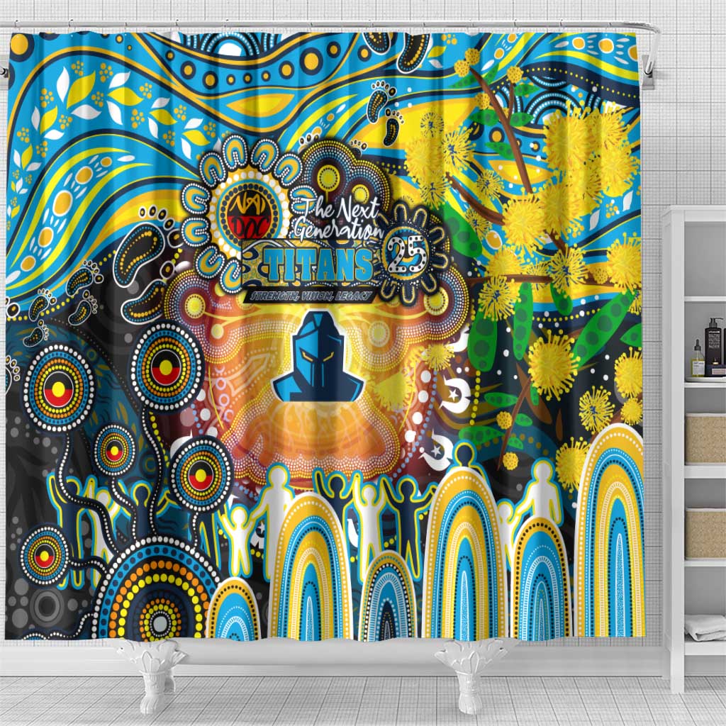 NAIDOC Week 2025 Titans Rugby Shower Curtain Aboriginal Dot Painting