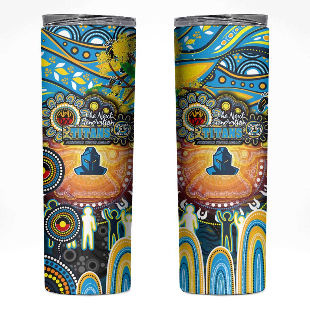 NAIDOC Week 2025 Titans Rugby Skinny Tumbler Aboriginal Dot Painting