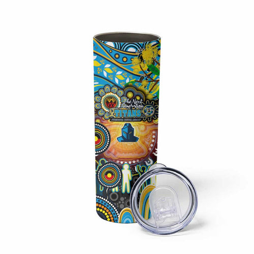 NAIDOC Week 2025 Titans Rugby Skinny Tumbler Aboriginal Dot Painting