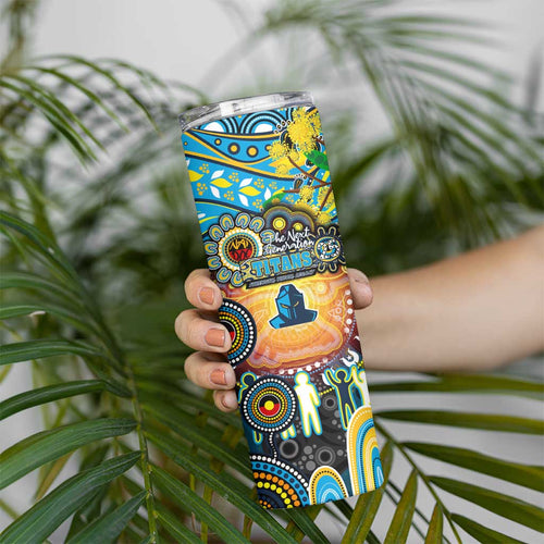 NAIDOC Week 2025 Titans Rugby Skinny Tumbler Aboriginal Dot Painting