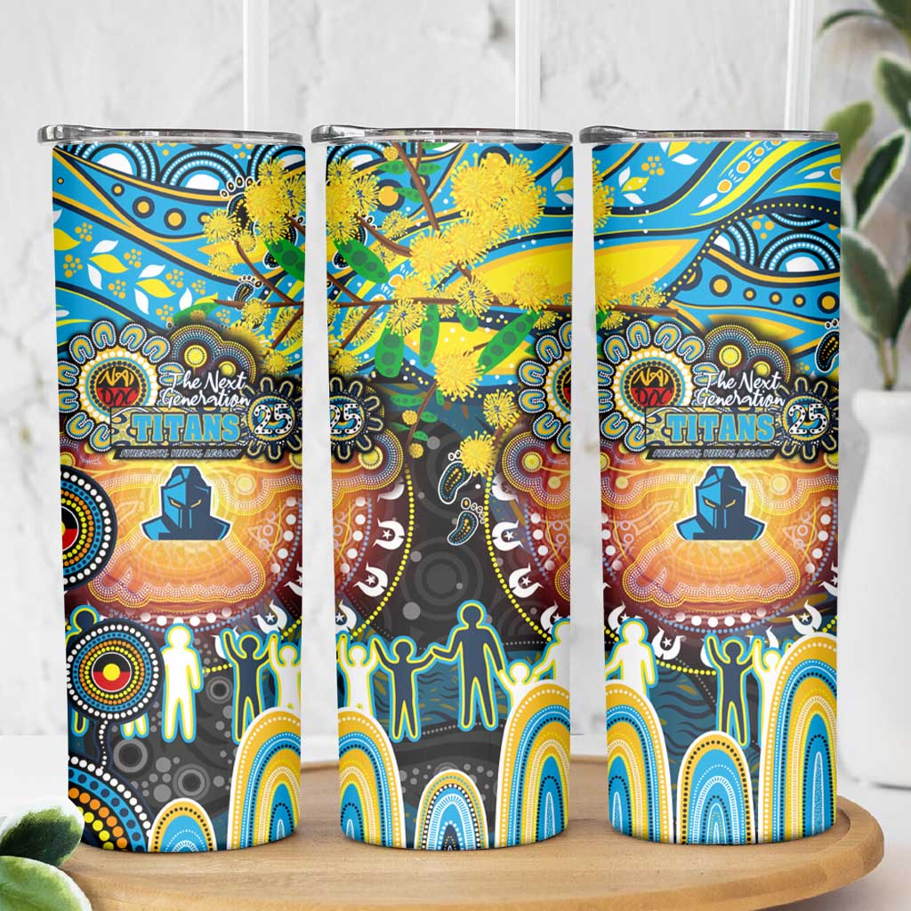 NAIDOC Week 2025 Titans Rugby Skinny Tumbler Aboriginal Dot Painting