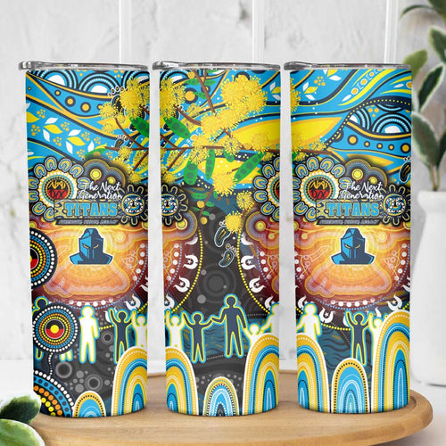 NAIDOC Week 2025 Titans Rugby Skinny Tumbler Aboriginal Dot Painting