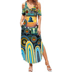 Personalised NAIDOC Week 2025 Titans Rugby Summer Maxi Dress Aboriginal Dot Painting