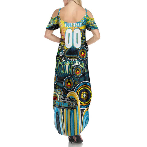 Personalised NAIDOC Week 2025 Titans Rugby Summer Maxi Dress Aboriginal Dot Painting
