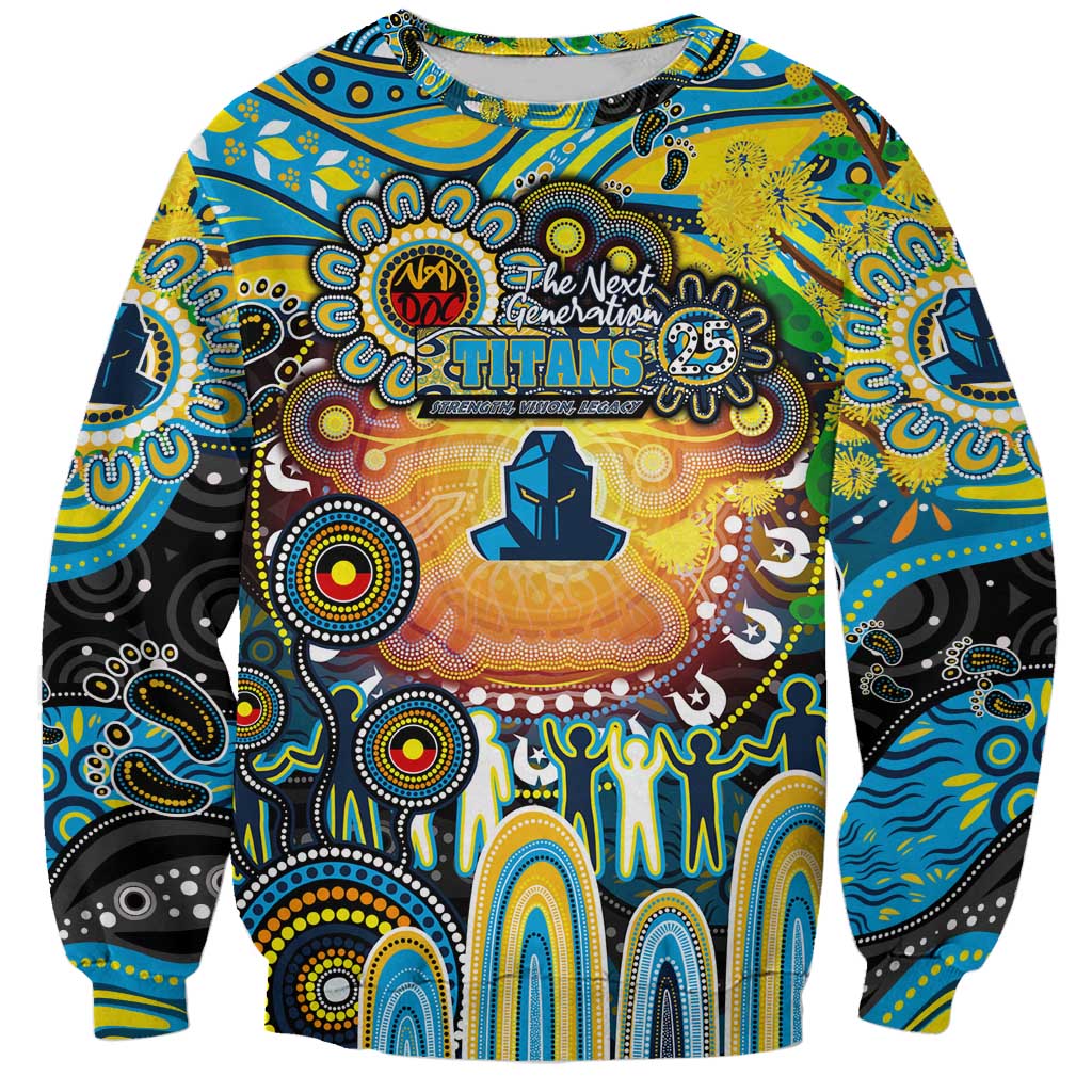 Personalised NAIDOC Week 2025 Titans Rugby Sweatshirt Aboriginal Dot Painting