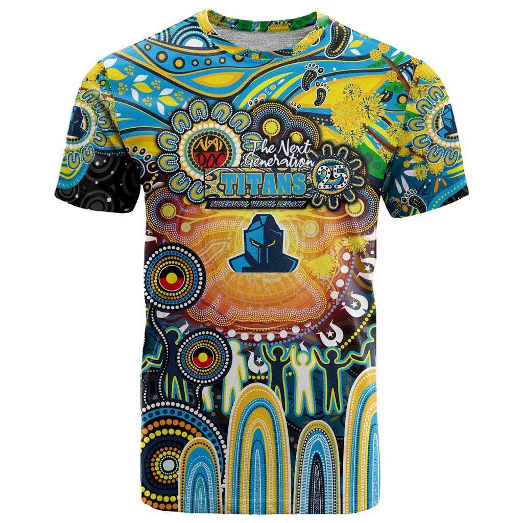 Personalised NAIDOC Week 2025 Titans Rugby T Shirt Aboriginal Dot Painting