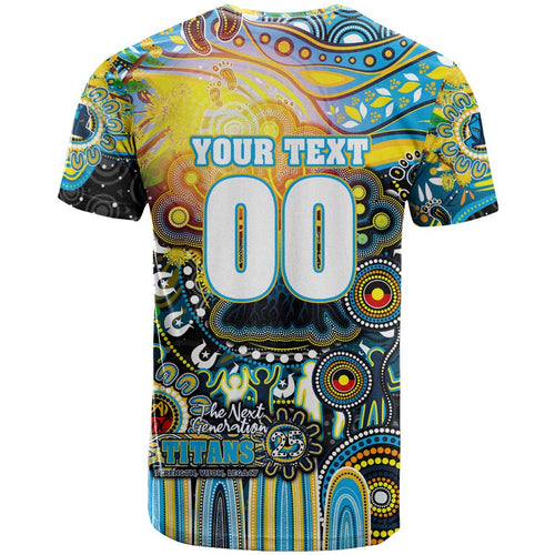 Personalised NAIDOC Week 2025 Titans Rugby T Shirt Aboriginal Dot Painting