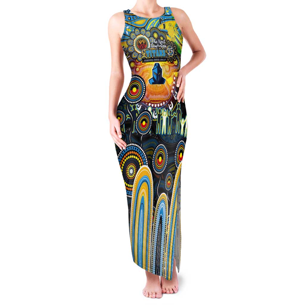 Personalised NAIDOC Week 2025 Titans Rugby Tank Maxi Dress Aboriginal Dot Painting