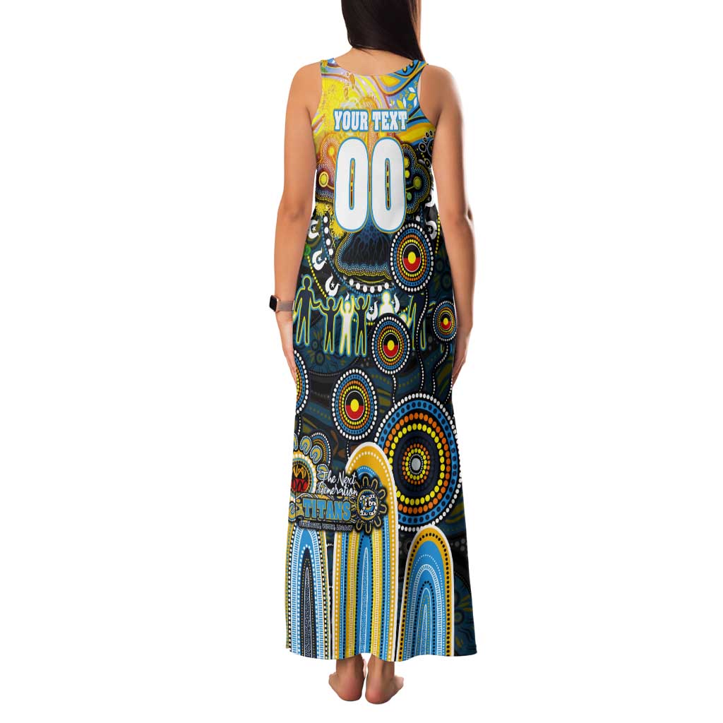 Personalised NAIDOC Week 2025 Titans Rugby Tank Maxi Dress Aboriginal Dot Painting
