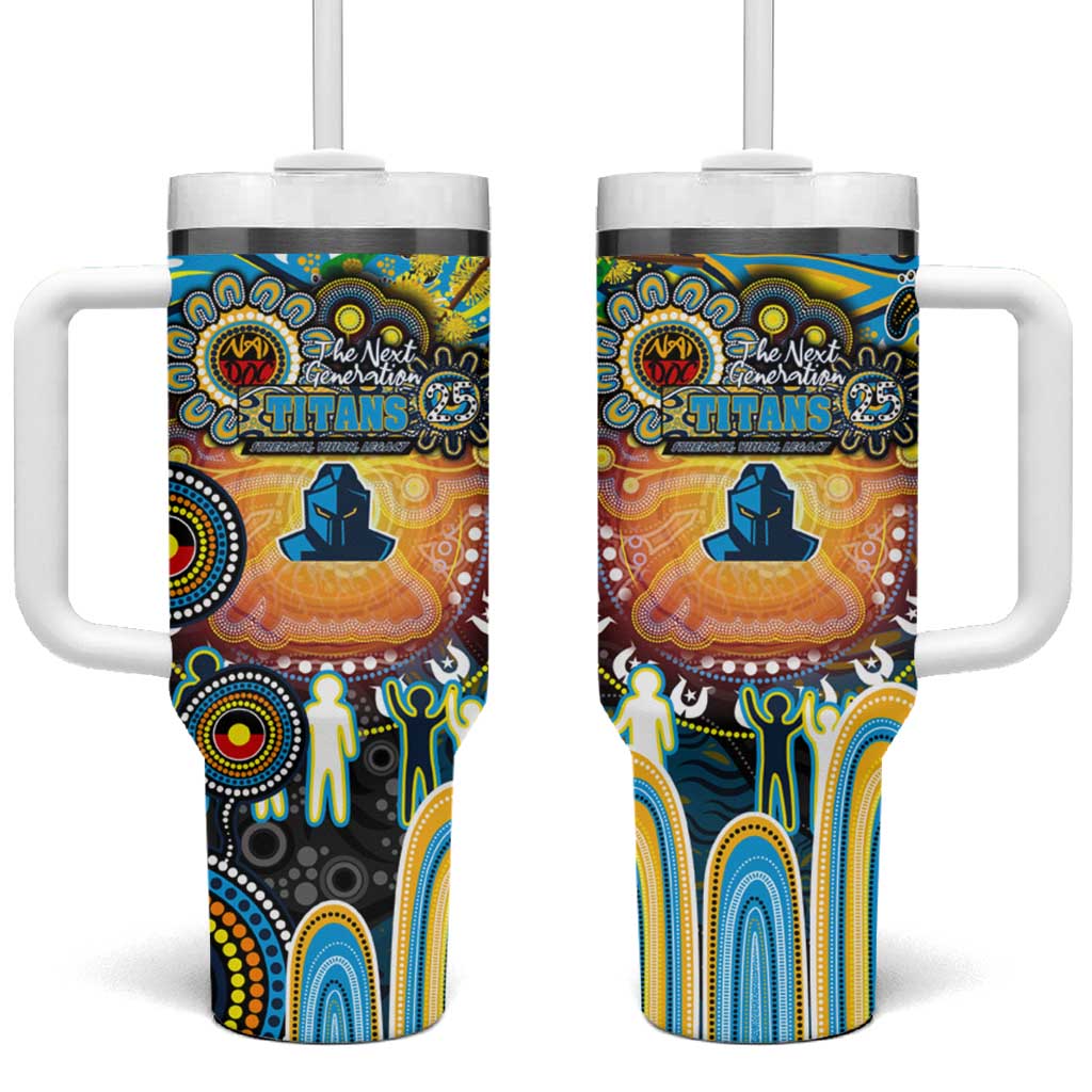NAIDOC Week 2025 Titans Rugby Tumbler With Handle Aboriginal Dot Painting