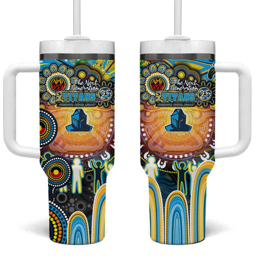 NAIDOC Week 2025 Titans Rugby Tumbler With Handle Aboriginal Dot Painting