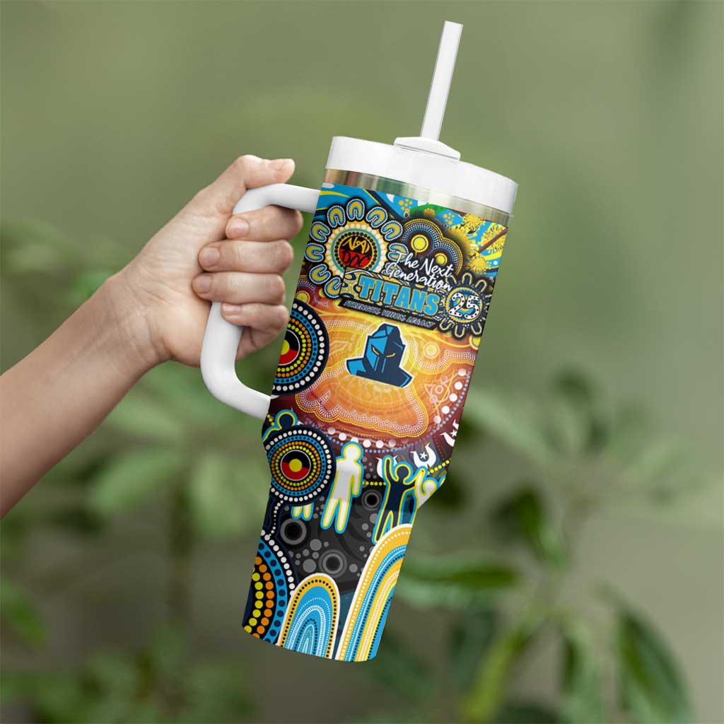NAIDOC Week 2025 Titans Rugby Tumbler With Handle Aboriginal Dot Painting