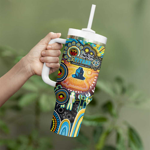 NAIDOC Week 2025 Titans Rugby Tumbler With Handle Aboriginal Dot Painting