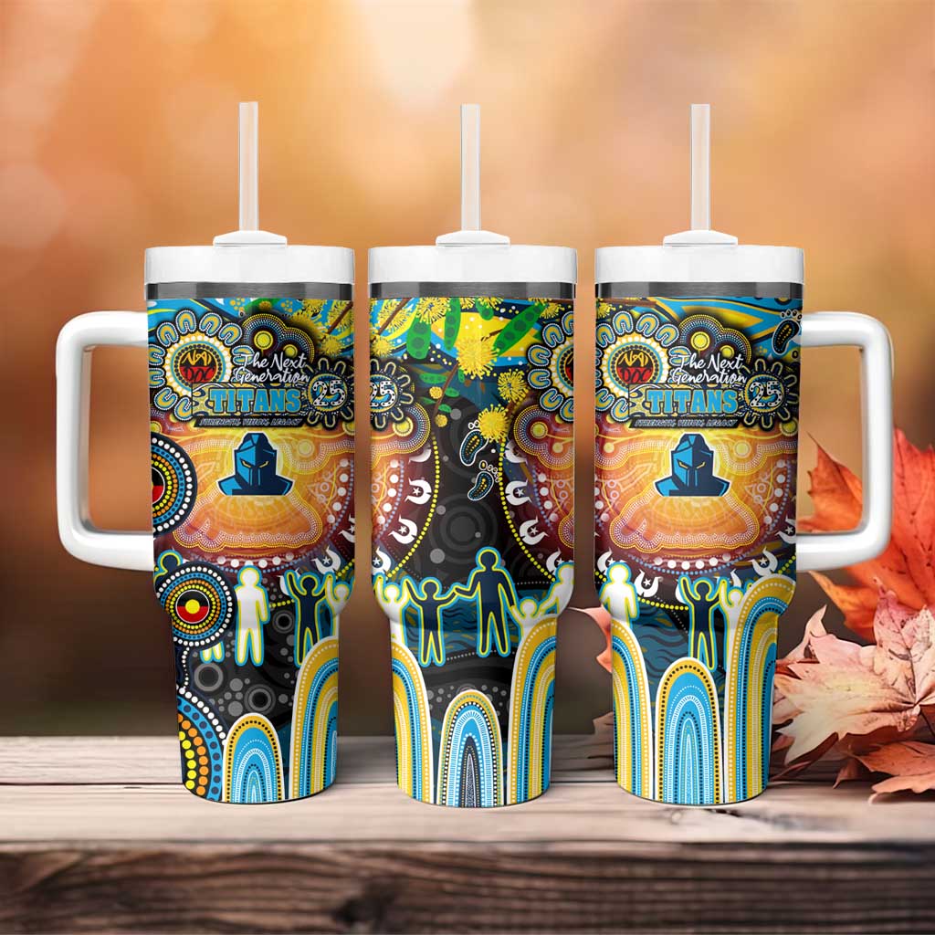 NAIDOC Week 2025 Titans Rugby Tumbler With Handle Aboriginal Dot Painting