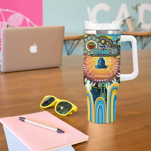NAIDOC Week 2025 Titans Rugby Tumbler With Handle Aboriginal Dot Painting