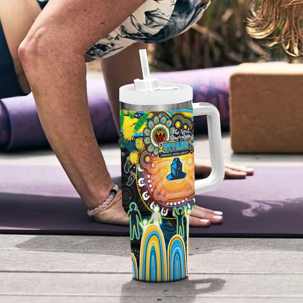 NAIDOC Week 2025 Titans Rugby Tumbler With Handle Aboriginal Dot Painting