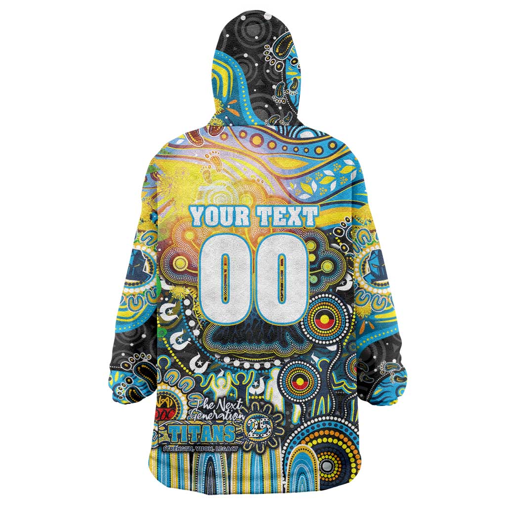 Personalised NAIDOC Week 2025 Titans Rugby Wearable Blanket Hoodie Aboriginal Dot Painting