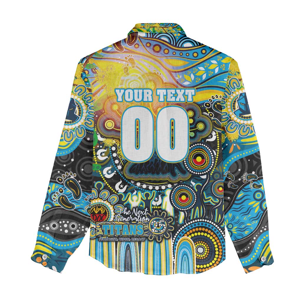 Personalised NAIDOC Week 2025 Titans Rugby Women Casual Shirt Aboriginal Dot Painting