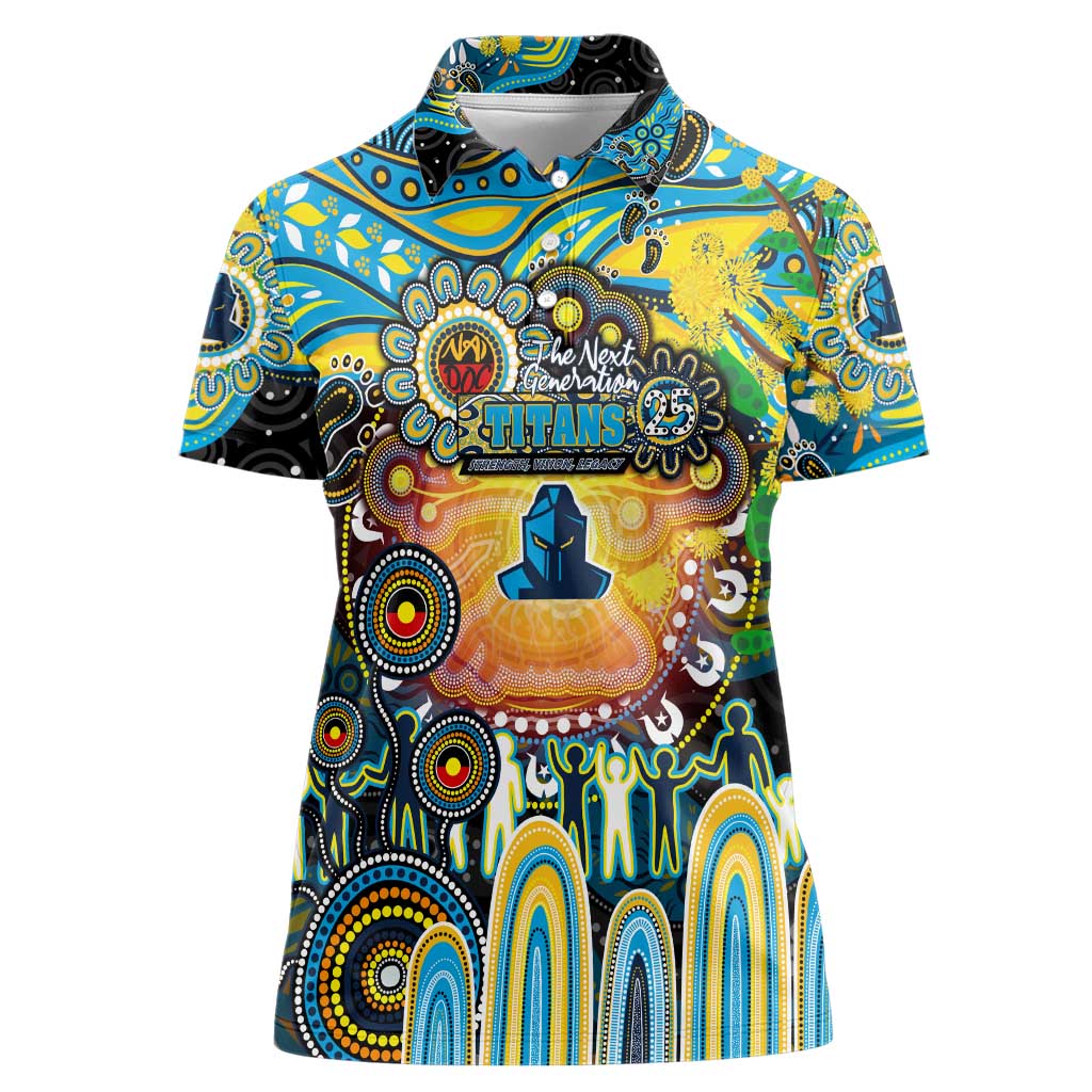 Personalised NAIDOC Week 2025 Titans Rugby Women Polo Shirt Aboriginal Dot Painting