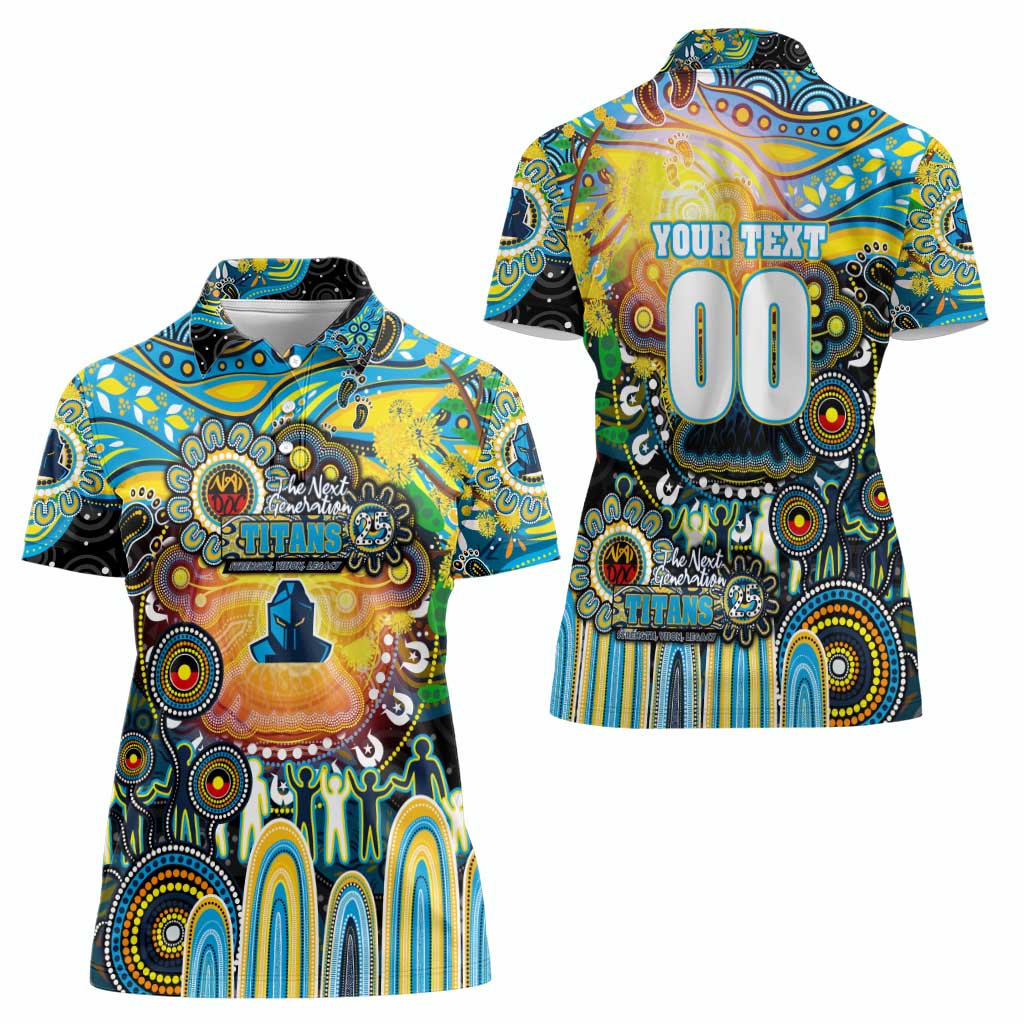 Personalised NAIDOC Week 2025 Titans Rugby Women Polo Shirt Aboriginal Dot Painting