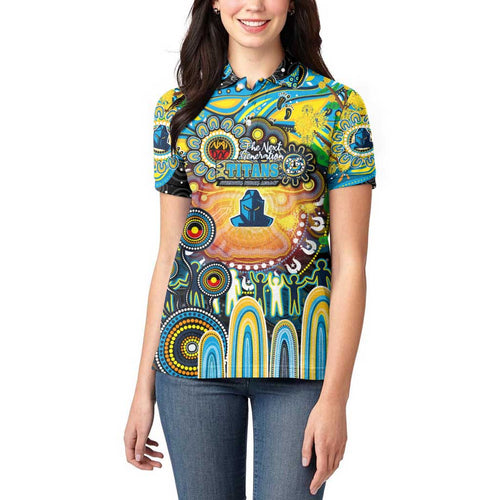 Personalised NAIDOC Week 2025 Titans Rugby Women Polo Shirt Aboriginal Dot Painting