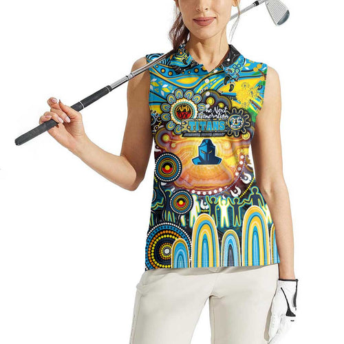 Personalised NAIDOC Week 2025 Titans Rugby Women Sleeveless Polo Shirt Aboriginal Dot Painting