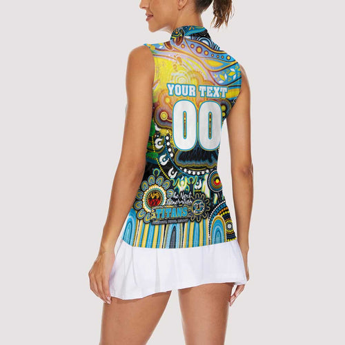 Personalised NAIDOC Week 2025 Titans Rugby Women Sleeveless Polo Shirt Aboriginal Dot Painting