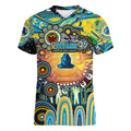 Personalised NAIDOC Week 2025 Titans Rugby Women V-Neck T-Shirt Aboriginal Dot Painting