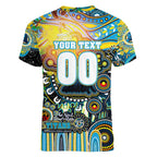 Personalised NAIDOC Week 2025 Titans Rugby Women V-Neck T-Shirt Aboriginal Dot Painting