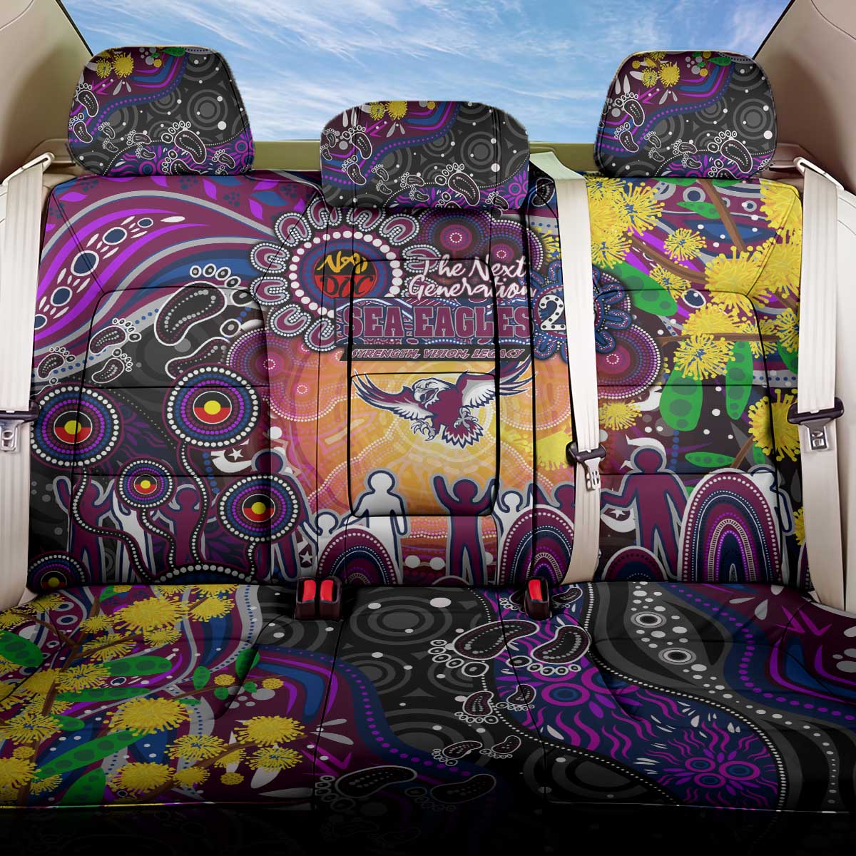 NAIDOC Week 2025 Sea Eagles Rugby Back Car Seat Cover Aboriginal Dot Painting