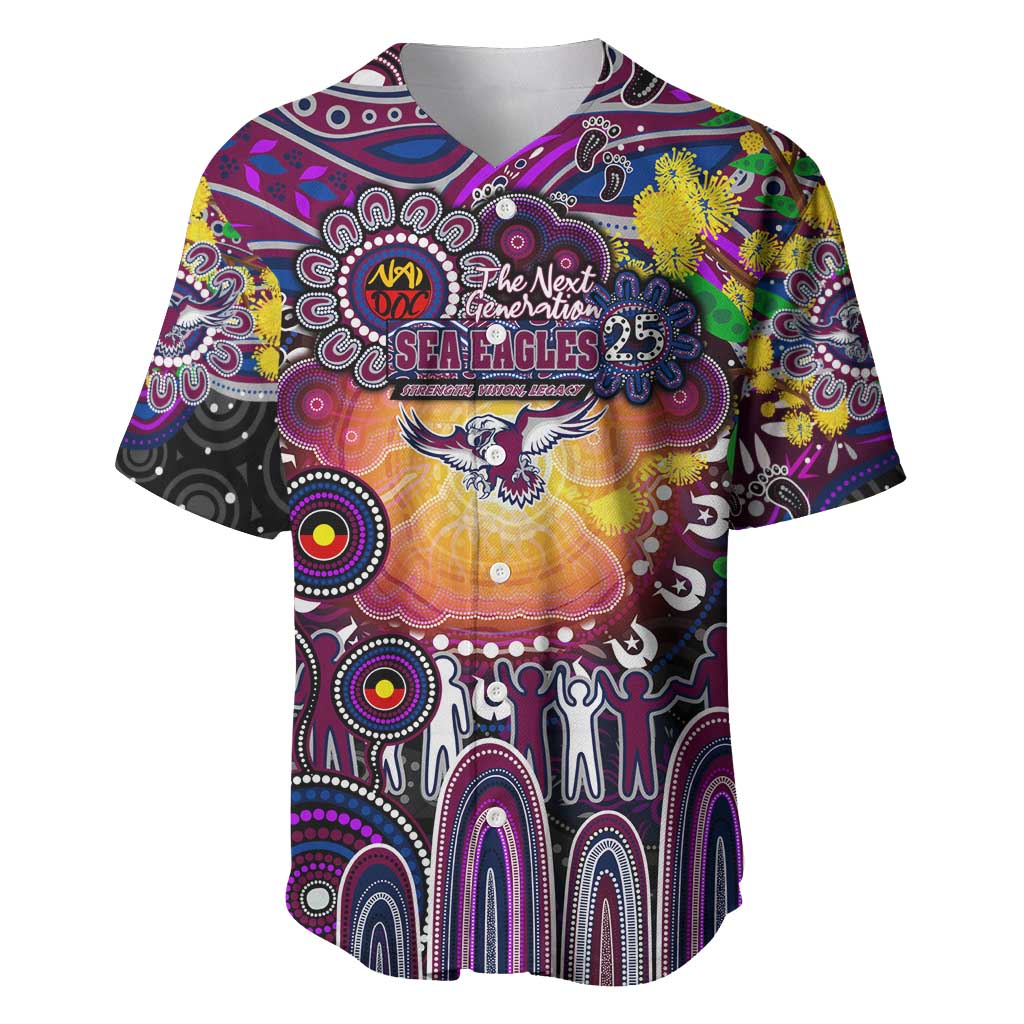 Personalised NAIDOC Week 2025 Sea Eagles Rugby Baseball Jersey Aboriginal Dot Painting