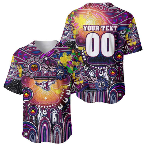 Personalised NAIDOC Week 2025 Sea Eagles Rugby Baseball Jersey Aboriginal Dot Painting