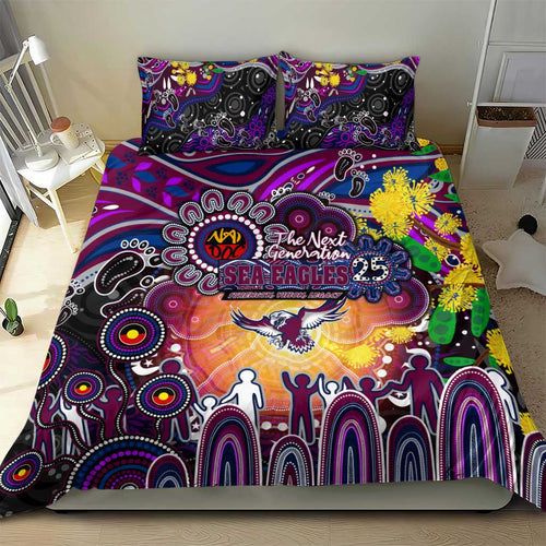 NAIDOC Week 2025 Sea Eagles Rugby Bedding Set Aboriginal Dot Painting