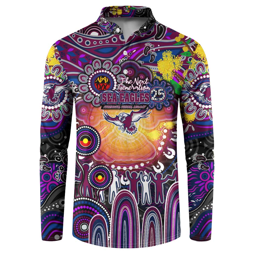 Personalised NAIDOC Week 2025 Sea Eagles Rugby Button Sweatshirt Aboriginal Dot Painting