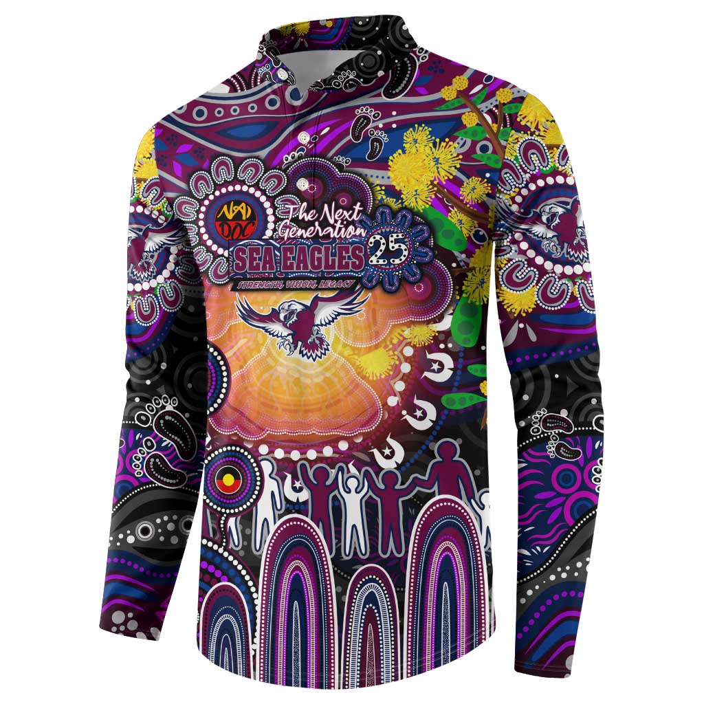Personalised NAIDOC Week 2025 Sea Eagles Rugby Button Sweatshirt Aboriginal Dot Painting