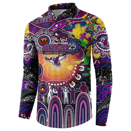 Personalised NAIDOC Week 2025 Sea Eagles Rugby Button Sweatshirt Aboriginal Dot Painting